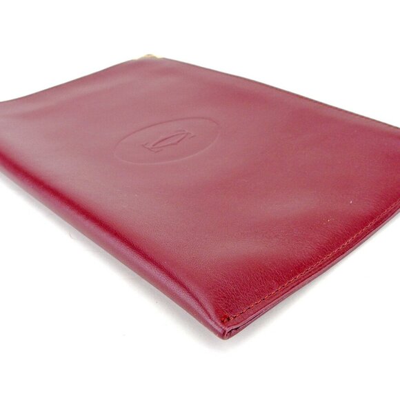 Cartier Pouch Mastline Bordeaux Leather Authentic USED - Picture 3 of 7
